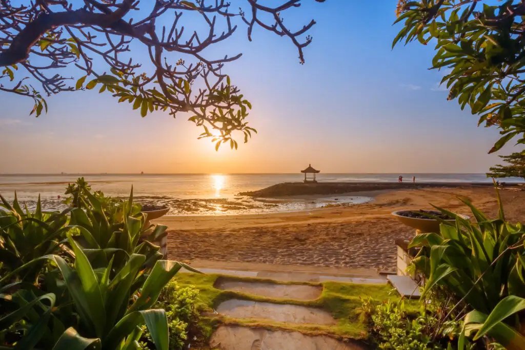 Beach in Bali, Indonesia at sunset