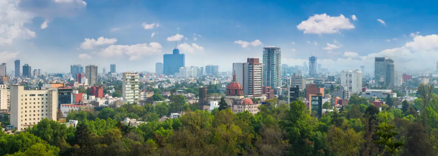 Panorama of Mexico City skyline on clear day