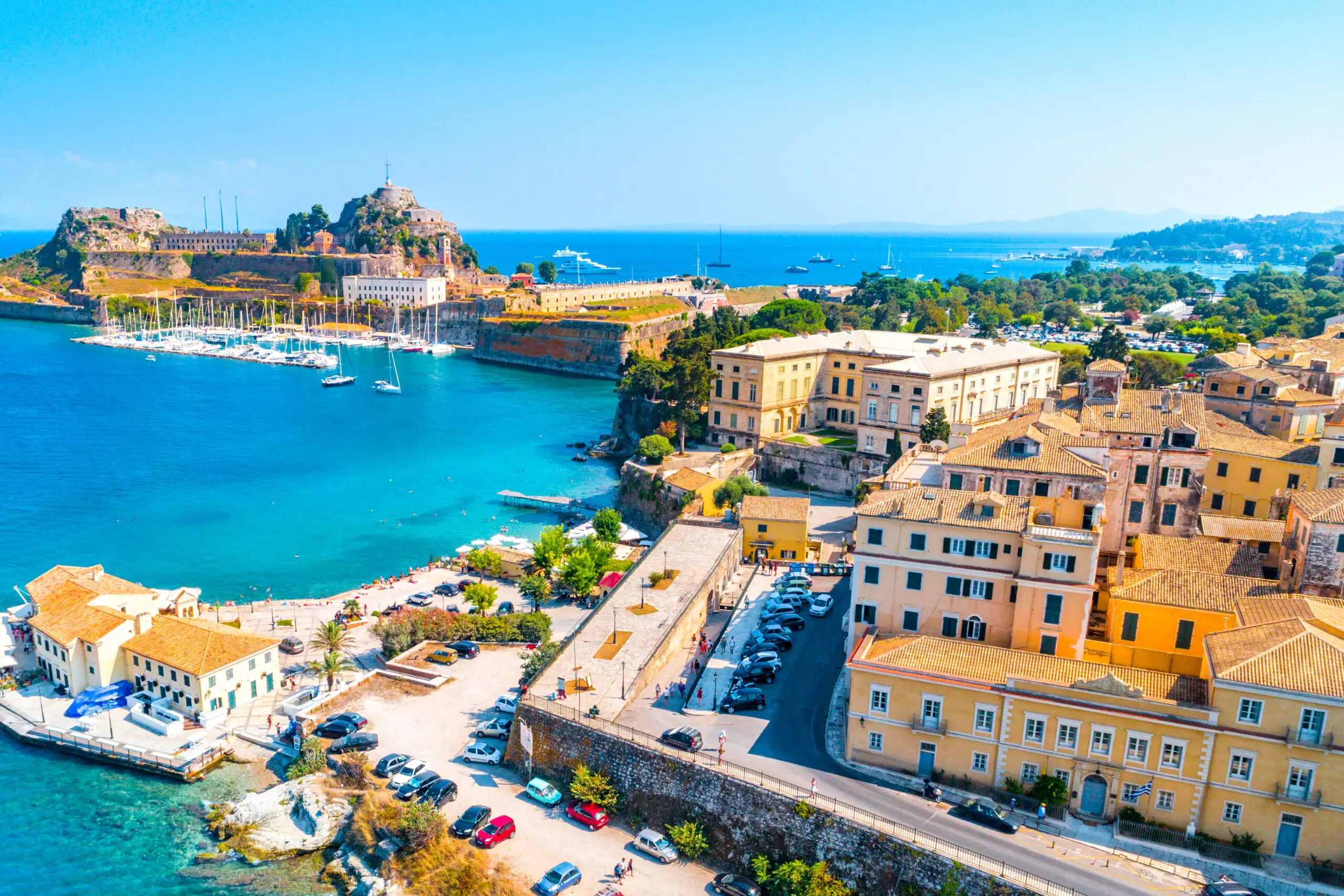 Coastline of Kerkyra, capital of Corfu island, Greece