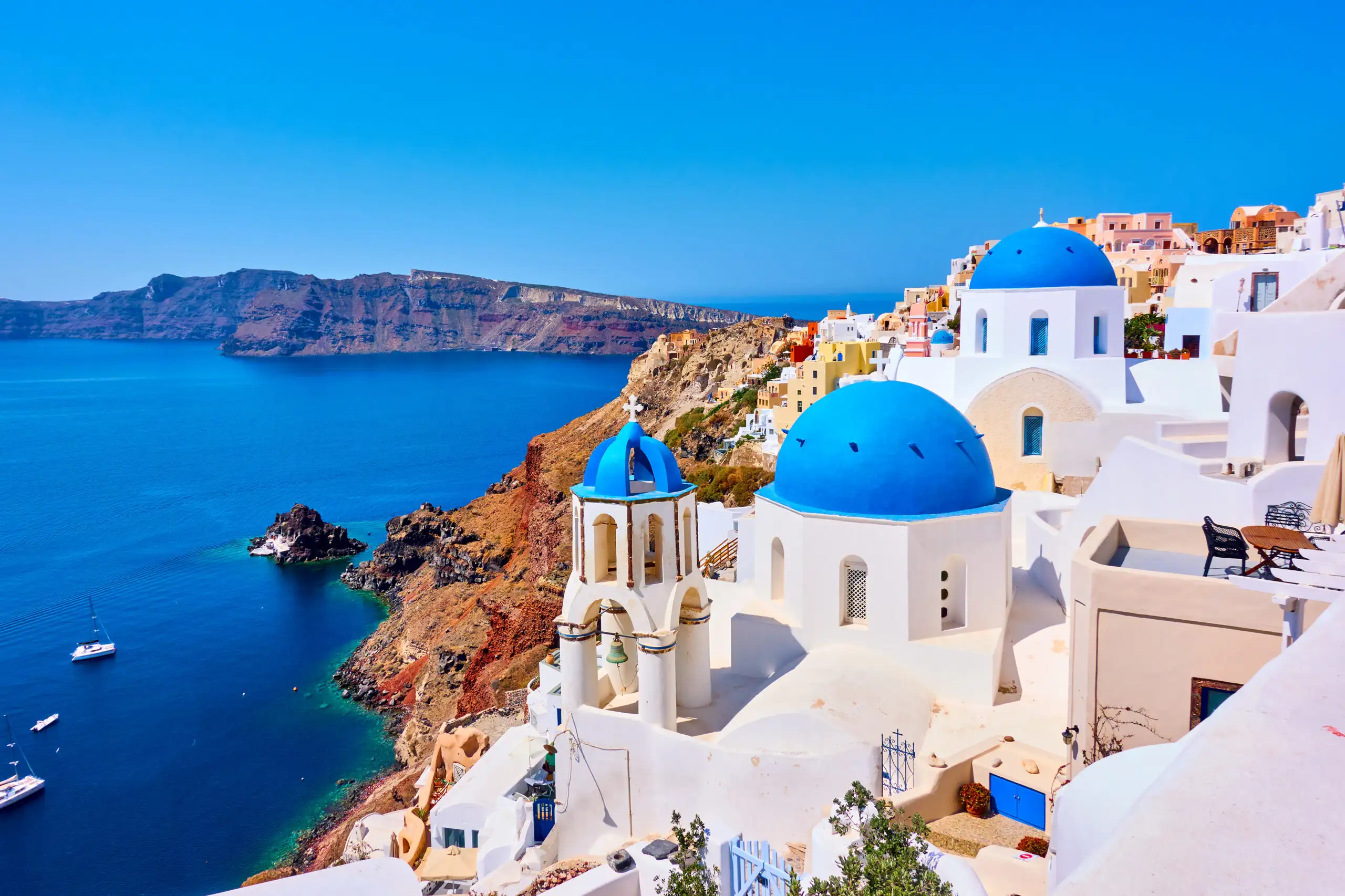 Coastline of Santorini, Greece, a romantic getaway