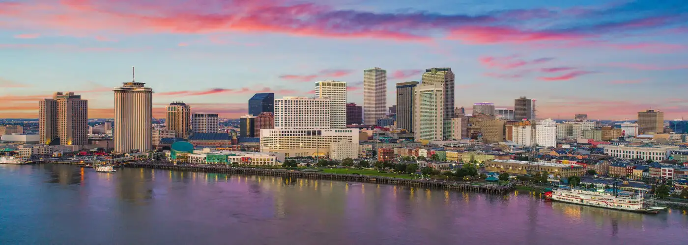 New Orleans skyline at dusk