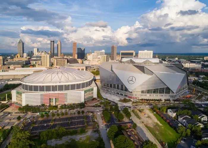 atlanta skyline and stadiums