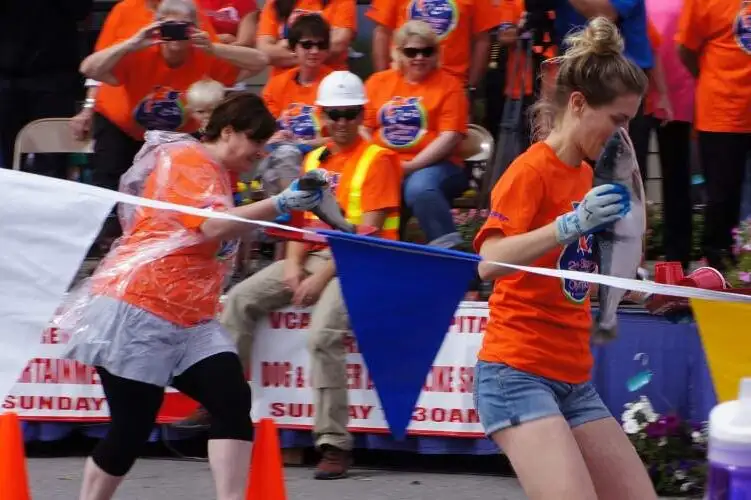 Salmon race at Bear Paw Festival in Anchorage, Alaska