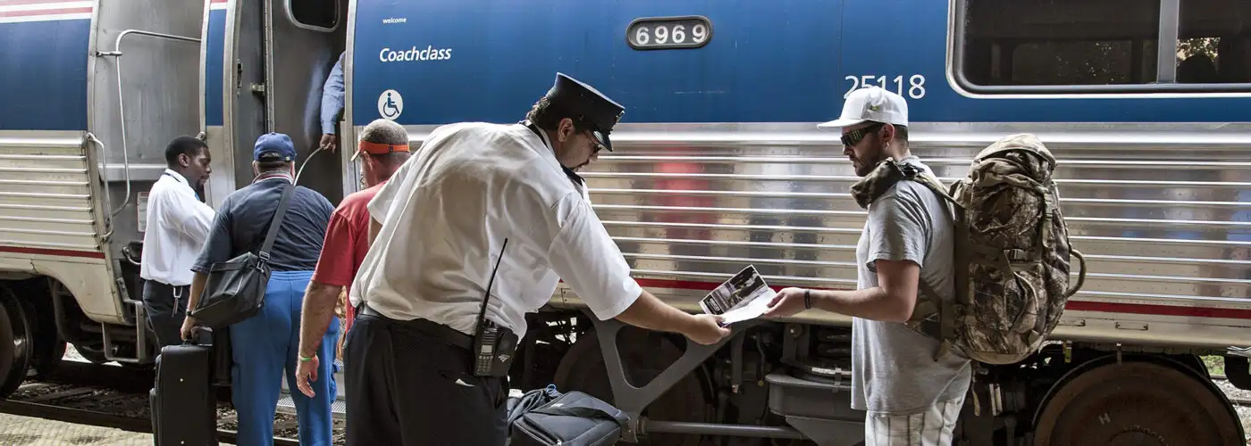 boarding amtrak train car