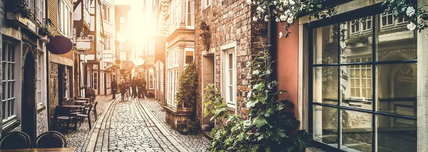 cobblestone street in paris