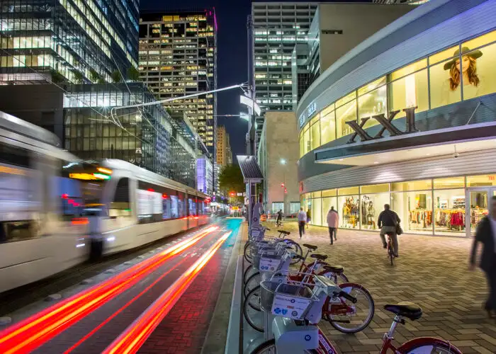 downtown houston at night.