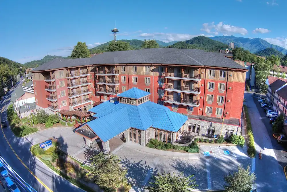 Aerial view of the Hilton Garden Inn Gatlinburg.