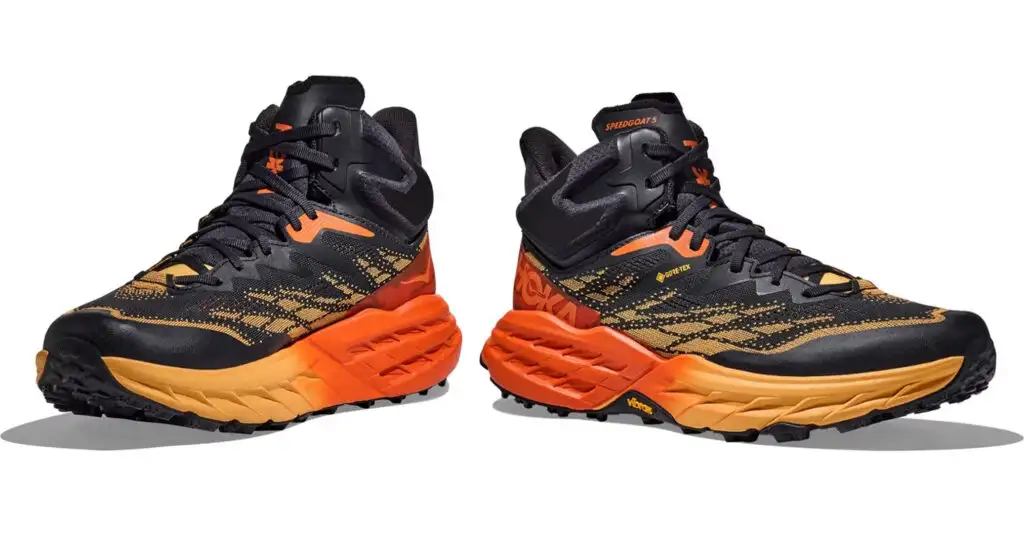 Hoka Speedgoat 5 Mid GTX in orange and black