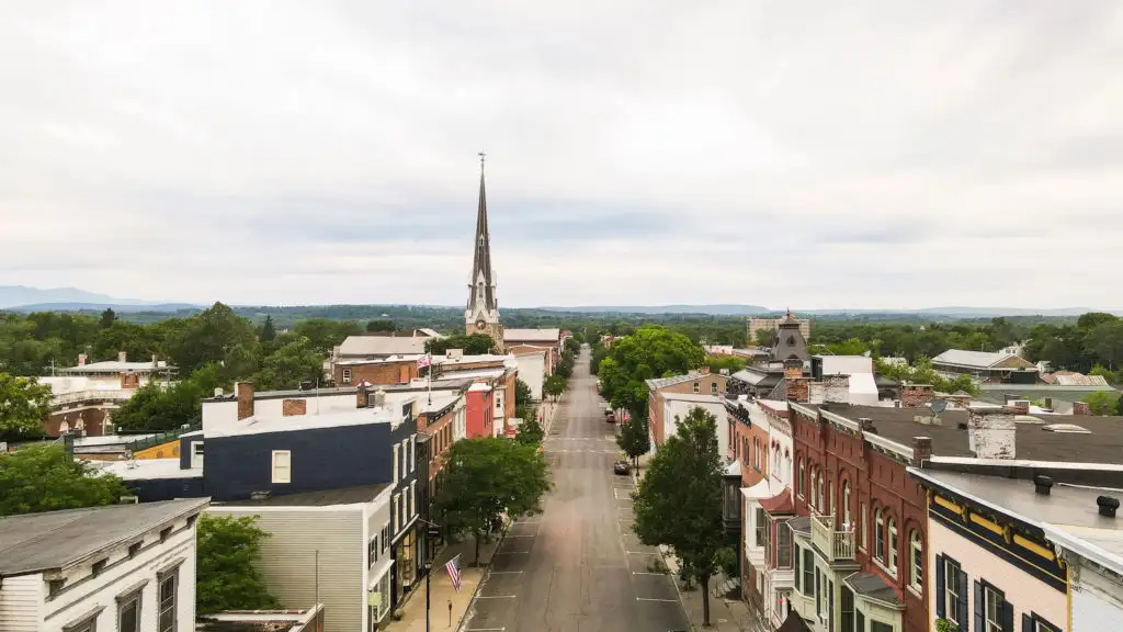 Aerial view of Hudson, New York