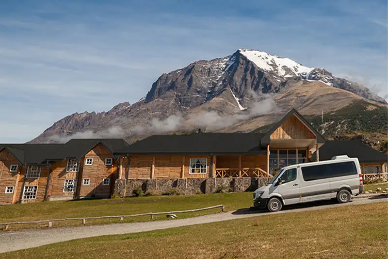 Exterior of Las Torres Patagonia Hotel and surrounding nature