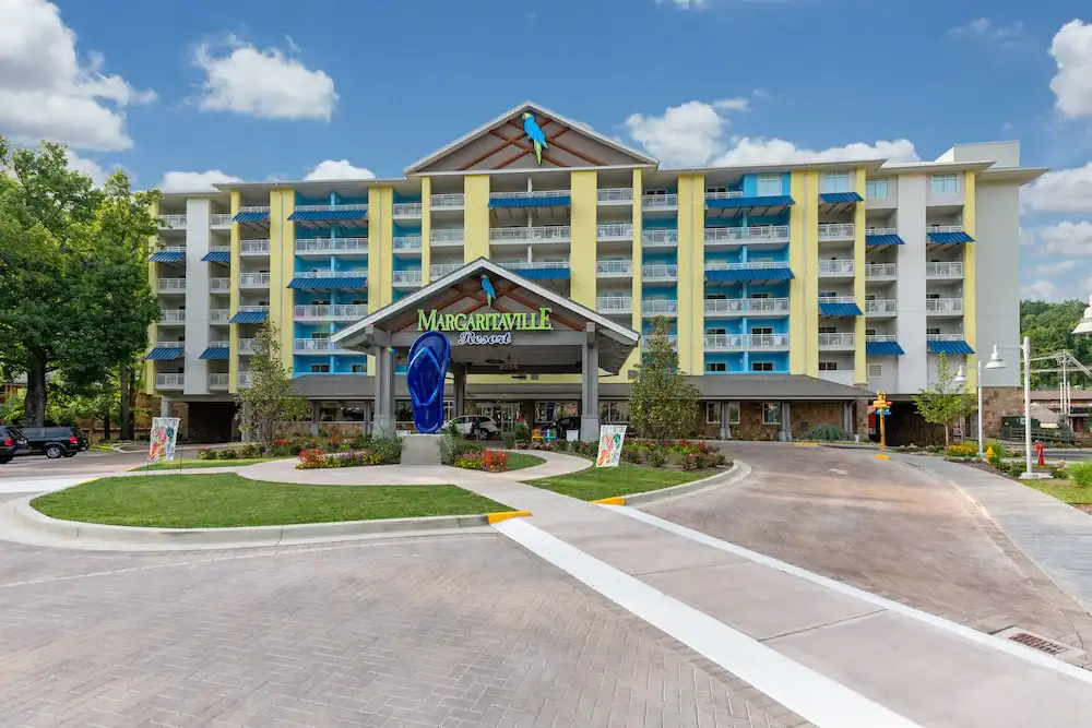 The front exterior of the Margaritaville Resort Gatlinburg.