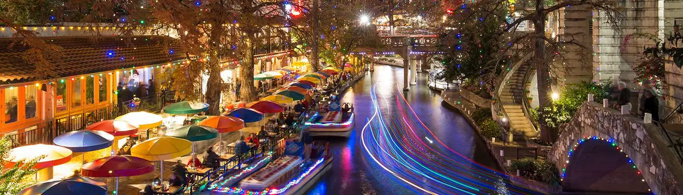 San Antonio River Walk at night