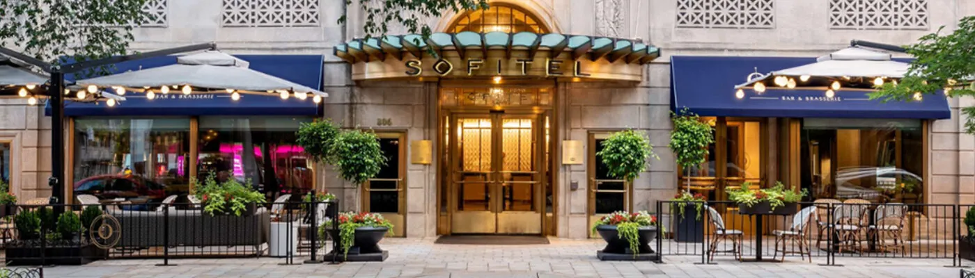 Exterior front entrance to the Sofitel Washington