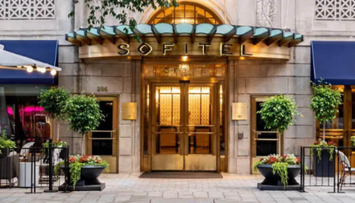 Exterior front entrance to the Sofitel Washington