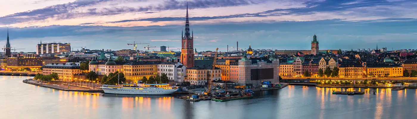 Scenic summer night panorama of Stockholm, Sweden