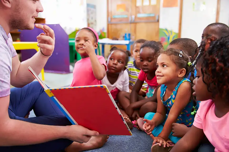 volunteer reading to children.