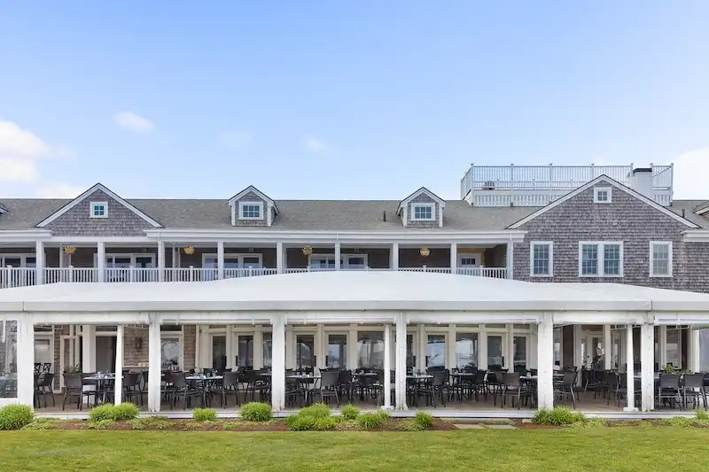 Outdoor patio dining area at Brant Point Grill at White Elephant hotel on Nantucket, Massachusetts