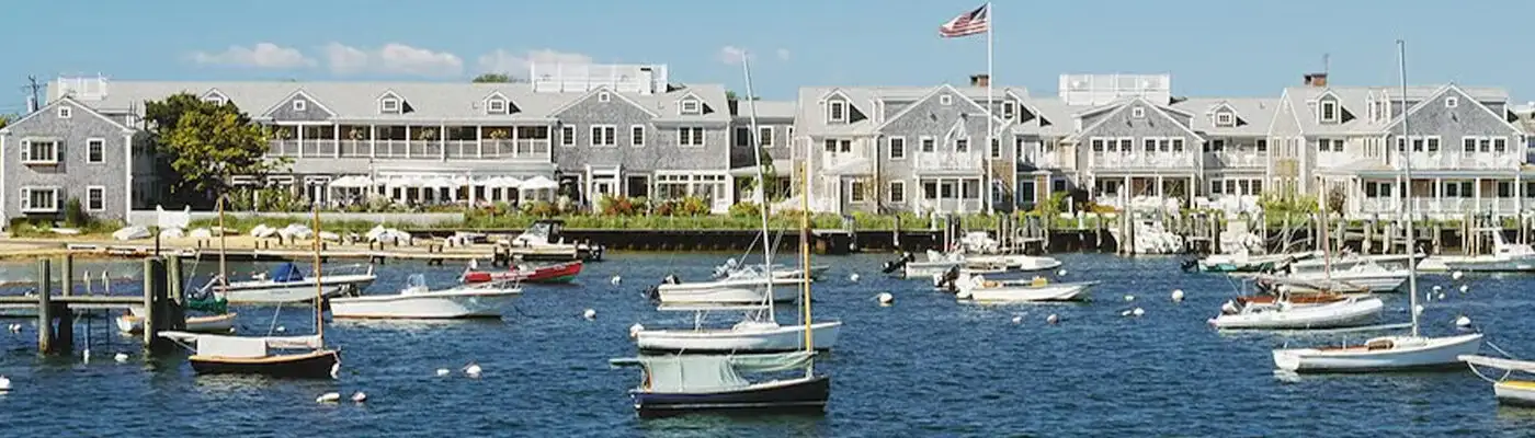 Harbor view from the White Elephant hotel in Nantucket, Massachusetts